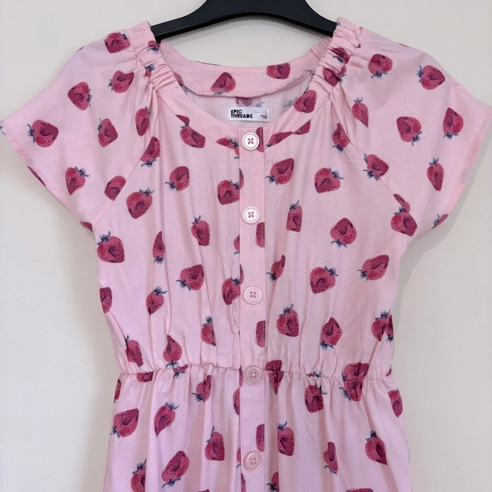 Epic Threads big kids girls novelty pink strawberry pullover peasant dress